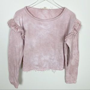Love Shack Fancy Pink Ruffle Sweatshirt Sweater